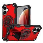 For iPhone 17 Shockproof Kickstand Metallic Shaft MagSafe Phone Case(Red)