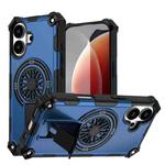 For iPhone 17 Shockproof Kickstand Metallic Shaft MagSafe Phone Case(Blue)