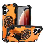 For iPhone 17 Shockproof Kickstand Metallic Shaft MagSafe Phone Case(Orange)