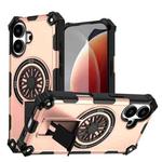 For iPhone 17 Shockproof Kickstand Metallic Shaft MagSafe Phone Case(Rose Gold)