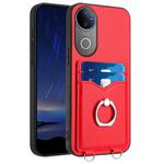 For vivo V50 / V50e R20 Ring Card Holder Phone Case(Red)