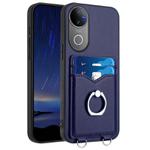 For vivo V50 / V50e R20 Ring Card Holder Phone Case(Blue)