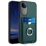 For vivo V50 / V50e R20 Ring Card Holder Phone Case(Green)