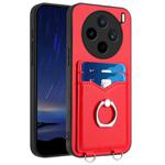 For vivo X200s R20 Ring Card Holder Phone Case(Red)