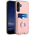 For Samsung Galaxy M16 5G / F16 5G R20 Ring Card Holder Phone Case(Pink)