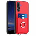 For Samsung Galaxy M56 5G R20 Ring Card Holder Phone Case(Red)