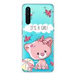 For OnePlus Nord Shockproof Painted Transparent TPU Protective Case(Cute Cat)