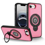 For iPhone 16e TPU Hybrid PC Magnetic Holder Phone Case(Pink)