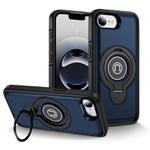 For iPhone 16e TPU Hybrid PC Magnetic Holder Phone Case(Dark Blue)