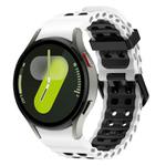 For Samsung Galaxy Watch 7 40 / 44mm Ocean Dual-Row Hole Two Color Silicone Watch Band(White Black)