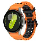 For Samsung Galaxy Watch 7 40 / 44mm Ocean Dual-Row Hole Two Color Silicone Watch Band(Orange Black)