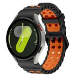 For Samsung Galaxy Watch 7 40 / 44mm Ocean Dual-Row Hole Two Color Silicone Watch Band(Black Orange)