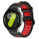 For Samsung Galaxy Watch 7 40 / 44mm Ocean Dual-Row Hole Two Color Silicone Watch Band(Black Red)