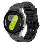 For Samsung Galaxy Watch 7 40 / 44mm Ocean Dual-Row Hole Two Color Silicone Watch Band(Black)