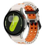 For Samsung Galaxy Watch 7 40 / 44mm Ocean Dual-Row Hole Two Color Silicone Watch Band(Starlight Orange)