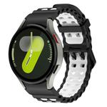 For Samsung Galaxy Watch 7 40 / 44mm Ocean Dual-Row Hole Two Color Silicone Watch Band(Black White)