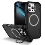 For iPhone 16 Pro Defend 3 in 1 Rugged MagSafe Magnetic Holder Phone Case(Black)
