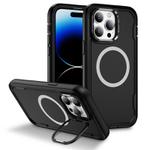 For iPhone 14 Pro Max Defend 3 in 1 Rugged MagSafe Magnetic Holder Phone Case(Black)
