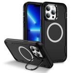 For iPhone 13 Pro Max Defend 3 in 1 Rugged MagSafe Magnetic Holder Phone Case(Black)
