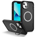For iPhone 13 Defend 3 in 1 Rugged MagSafe Magnetic Holder Phone Case(Black)
