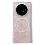 For vivo X Fold3 Magnetic Axis Pearlescent Shell Texture MagSafe Phone Case(Pink Green)