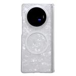 For vivo X Fold3 Pro Magnetic Axis Pearlescent Shell Texture MagSafe Phone Case(White)