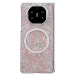 For Huawei Mate X5 Magnetic Axis Pearlescent Shell Texture MagSafe Phone Case(Pink Green)