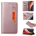 For iPhone 12 Pro Max Magnetic Horizontal Flip Leather Case with Holder & Card Slots & Wallet(Rose Gold)