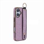 For iPhone 16 Electroplating Loose Powder Wristband Holder Phone Case(Pink)