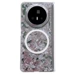 For Honor Magic V3 Magnetic Axis Pearlescent Shell Texture MagSafe Phone Case(Pink Green)