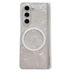 For Samsung Galaxy Z Fold6 5G Magnetic Axis Pearlescent Shell Texture MagSafe Phone Case(Beige)