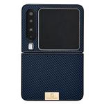 For Huawei Pura X Black Frame Kevlar Carbon Fiber Ultra-thin Nameplate Shockproof Phone Case(Dark Blue)