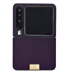 For Huawei Pura X Black Frame Kevlar Carbon Fiber Ultra-thin Nameplate Shockproof Phone Case(Purple)