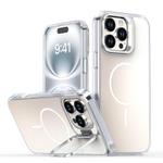 For iPhone 16 Pro Max Gradient Discolor Lens Kickstand Magsafe Phone Case(White)