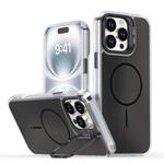For iPhone 16 Pro Max Gradient Discolor Lens Kickstand Magsafe Phone Case(Black)