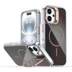For iPhone 16 Plus Gradient Discolor Lens Kickstand Magsafe Phone Case(Desert Gold)