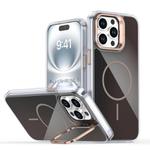 For iPhone 15 Pro Max Gradient Discolor Lens Kickstand Magsafe Phone Case(Desert Gold)