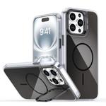 For iPhone 15 Pro Max Gradient Discolor Lens Kickstand Magsafe Phone Case(Black)