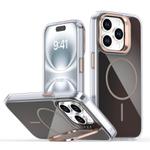For iPhone 15 Pro Gradient Discolor Lens Kickstand Magsafe Phone Case(Desert Gold)