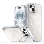 For iPhone 14 Plus Gradient Discolor Lens Kickstand Magsafe Phone Case(White)