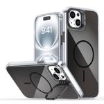 For iPhone 14 Plus Gradient Discolor Lens Kickstand Magsafe Phone Case(Black)