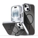 For iPhone 14 / 13 Gradient Discolor Lens Kickstand Magsafe Phone Case(Black)