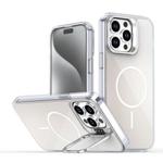 For iPhone 13 Pro Gradient Discolor Lens Kickstand Magsafe Phone Case(White)