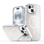 For iPhone 11 Gradient Discolor Lens Kickstand Magsafe Phone Case(White)
