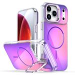 For iPhone 17 Pro Max Gradient Discolor Lens Kickstand Magsafe Phone Case(Purple)