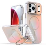 For iPhone 17 Pro Max Gradient Discolor Lens Kickstand Magsafe Phone Case(Desert Gold)