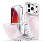 For iPhone 17 Pro Gradient Discolor Lens Kickstand Magsafe Phone Case(White)