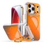 For iPhone 17 Pro Gradient Discolor Lens Kickstand Magsafe Phone Case(Orange)