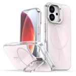 For iPhone 17 Gradient Discolor Lens Kickstand Magsafe Phone Case(White)