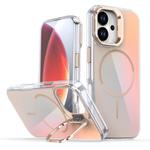 For iPhone 17 Gradient Discolor Lens Kickstand Magsafe Phone Case(Desert Gold)